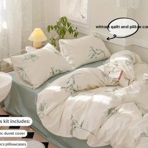 3 Piece 100% Cotton Duvet Cover Set with floral Print