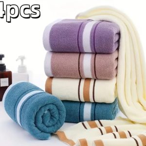 4 Piece Multi Coulered 100% Cotton Bath Towels Set