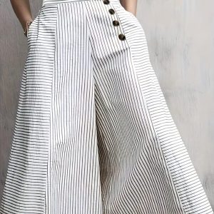 Ladies Smart Button Detail Pants