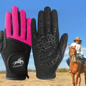 Woman's Mesh Horse Riding Gloves made from 4-way Stretchable Fabric with